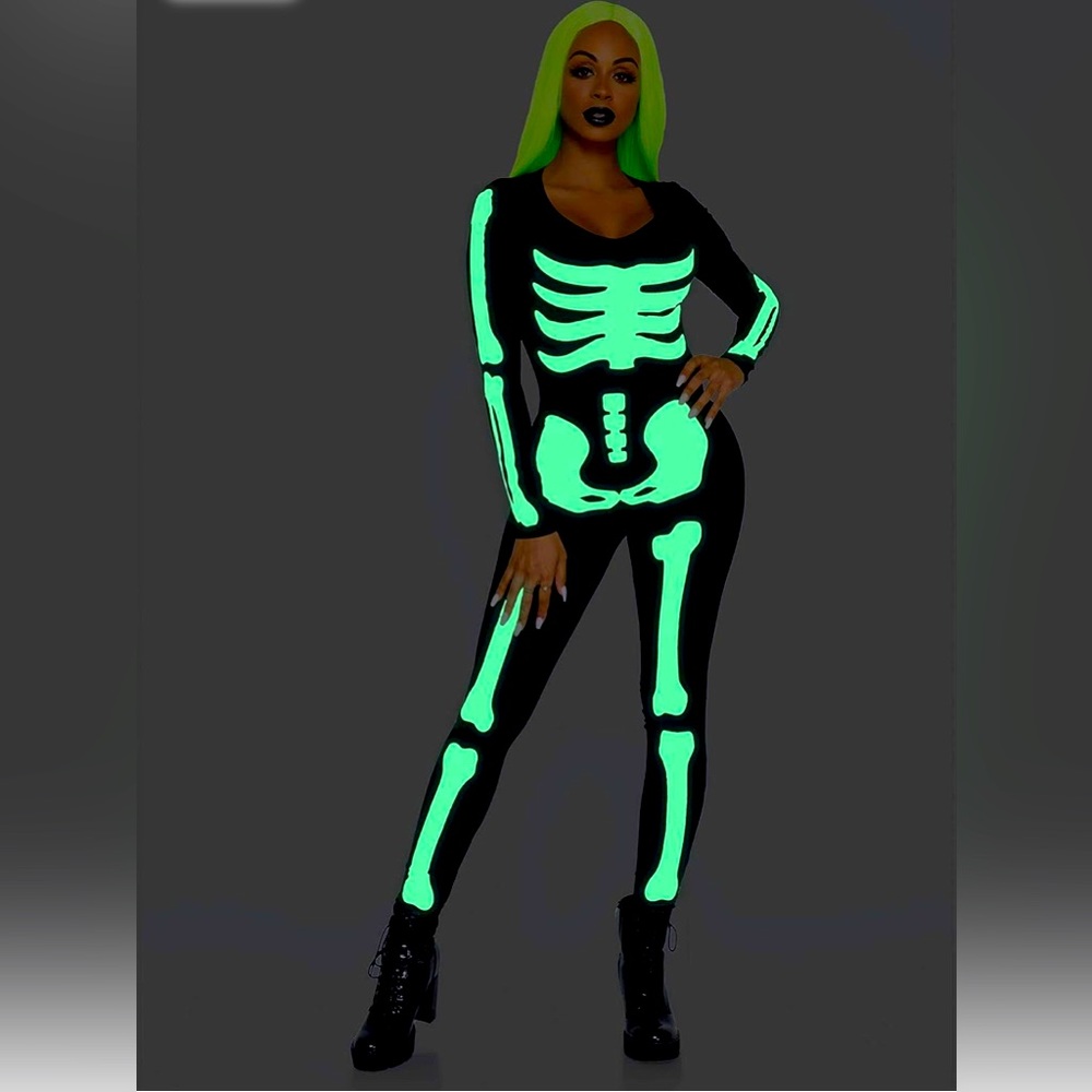Skeleton Catsuit Glow in the Dark Halloween Costume